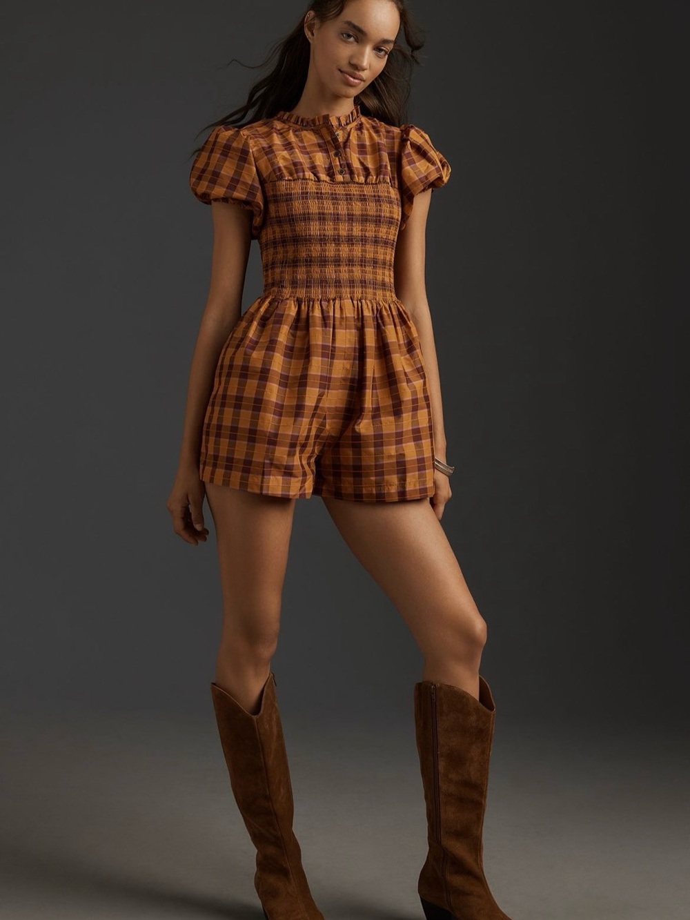 Maeve Puff-Sleeve Smocked Romper - Worn Once - Picture 2 of 4